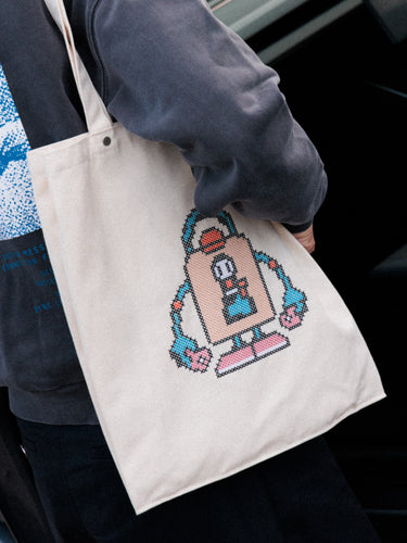 ICON CROSS STITCH TOTE BAG / NATURAL