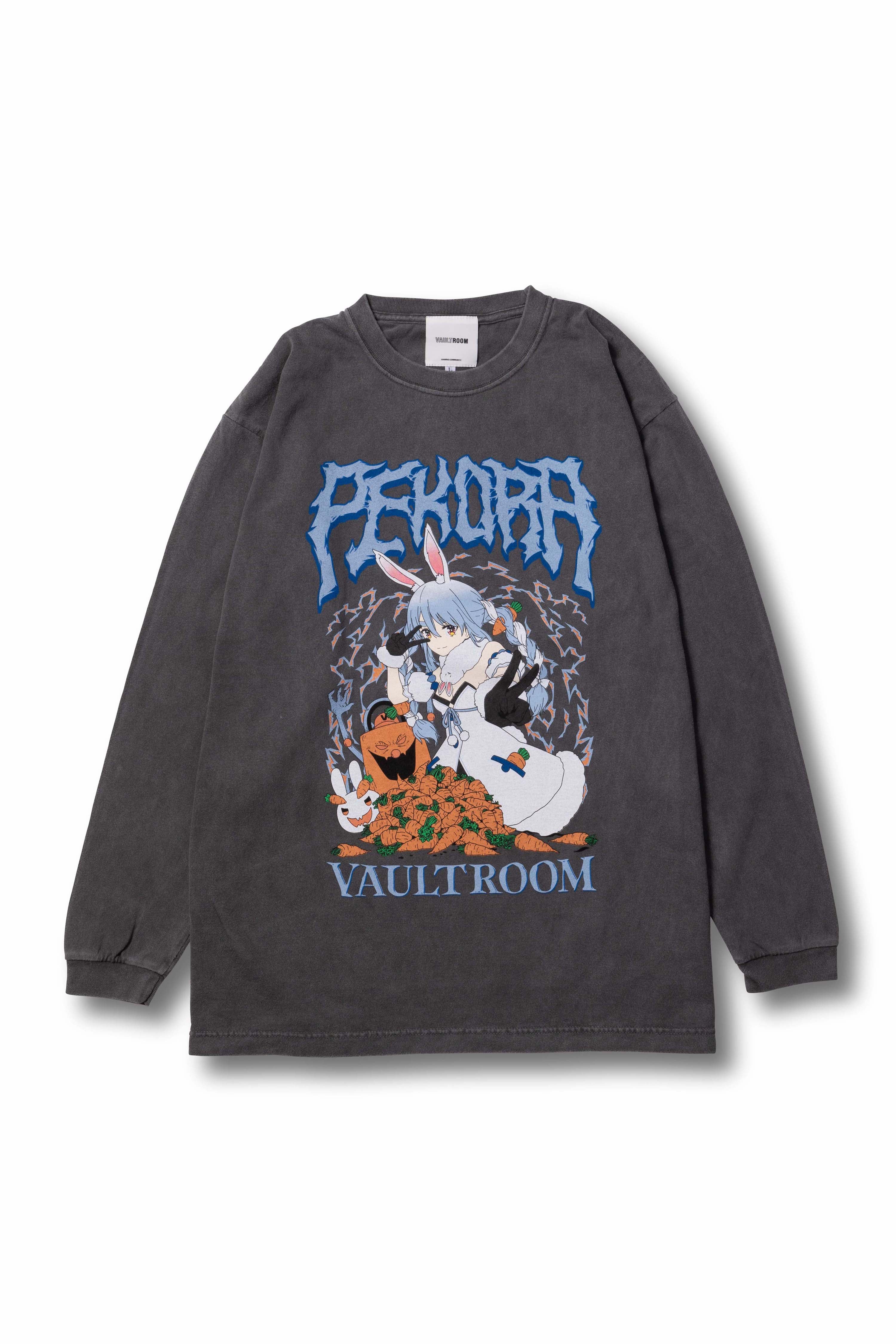 VAULTROOM USADAPEKORA L/S TEE / CHARCOAL柄デザインプリント - T