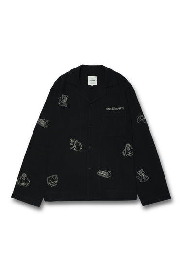 DRAWING COTTON SILK SHIRT / BLACK - vaultroom 公式オンラインストア