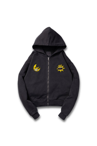 MOON & SUN DYED ZIP HOODIE / BLACK - vaultroom 公式オンラインストア