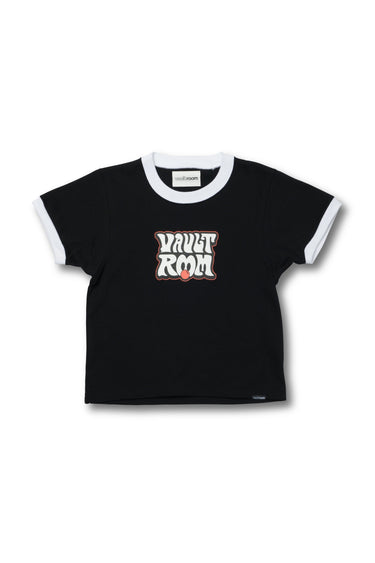 【Women's】70's LOGO TRIM TEE / BLK×WHT - vaultroom 公式オンラインストア