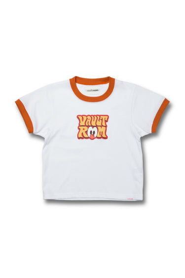 【Women's】70's LOGO TRIM TEE / WHT×ORG - vaultroom 公式オンラインストア