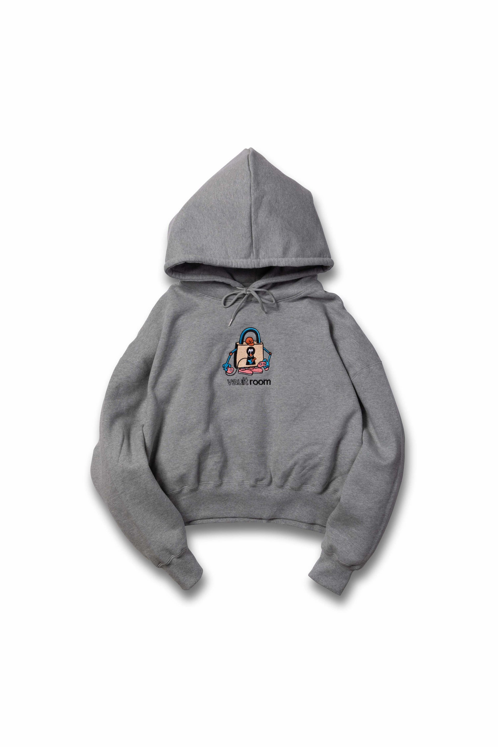 VAULTROOM LOGO WOMENS CROPPED HOODIE / GRY