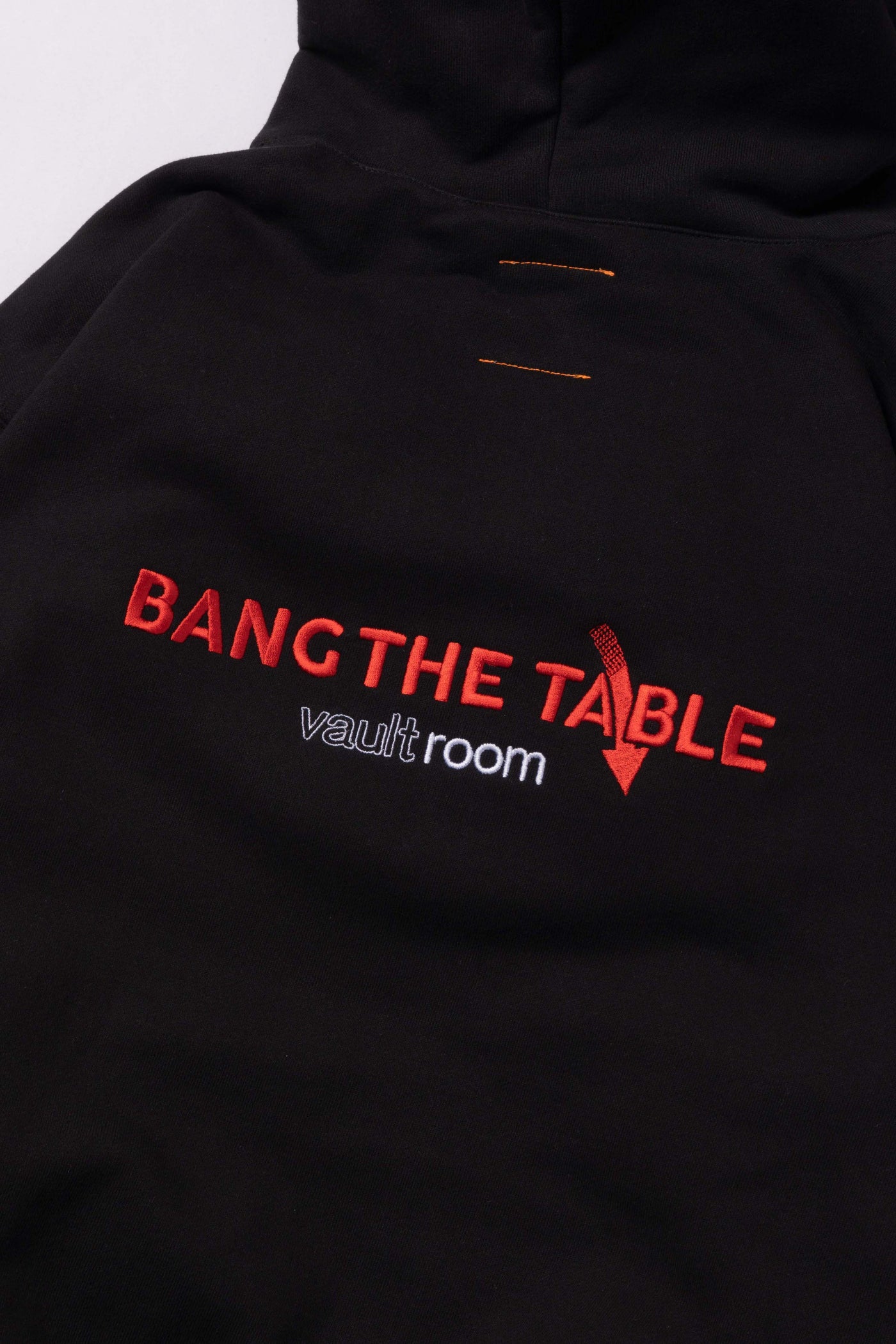 オリジナルビニール袋入りvaultroom BANG THE TABLE HOODIE ブラック XL