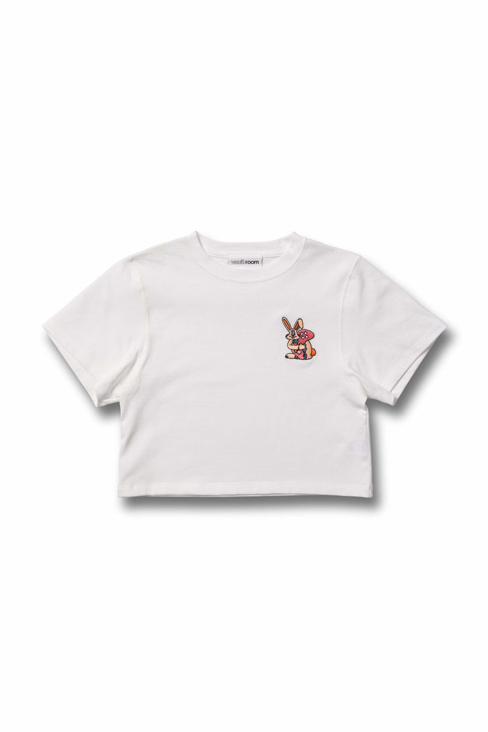 KEY RABBIT MINI CROPPED TEE / WHTRABBIT - dibrass.com