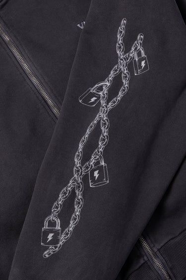 CHAIN LOGO DYED ZIP HOODIE / BLACK - vaultroom 公式オンラインストア