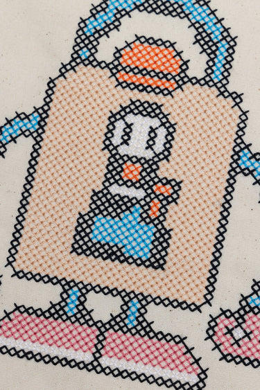 ICON CROSS STITCH TOTE BAG / NATURAL - vaultroom 公式オンラインストア