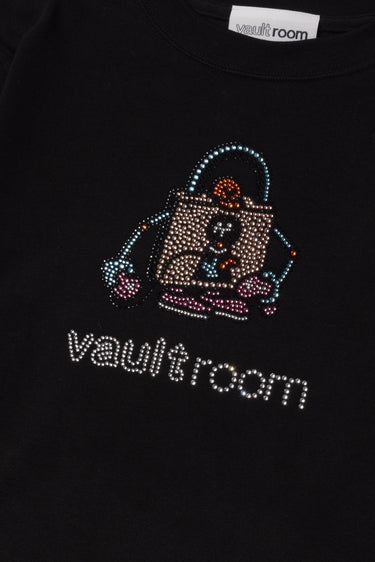 RHINESTONE LOGO CROPPED L/S TEE / BLK - vaultroom 公式オンラインストア