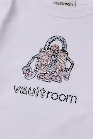 RHINESTONE LOGO CROPPED L/S TEE / WHT - vaultroom 公式オンラインストア