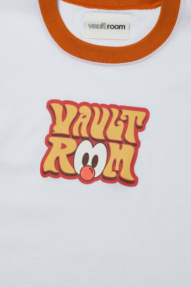 【Women's】70's LOGO TRIM TEE / WHT×ORG - vaultroom 公式オンラインストア