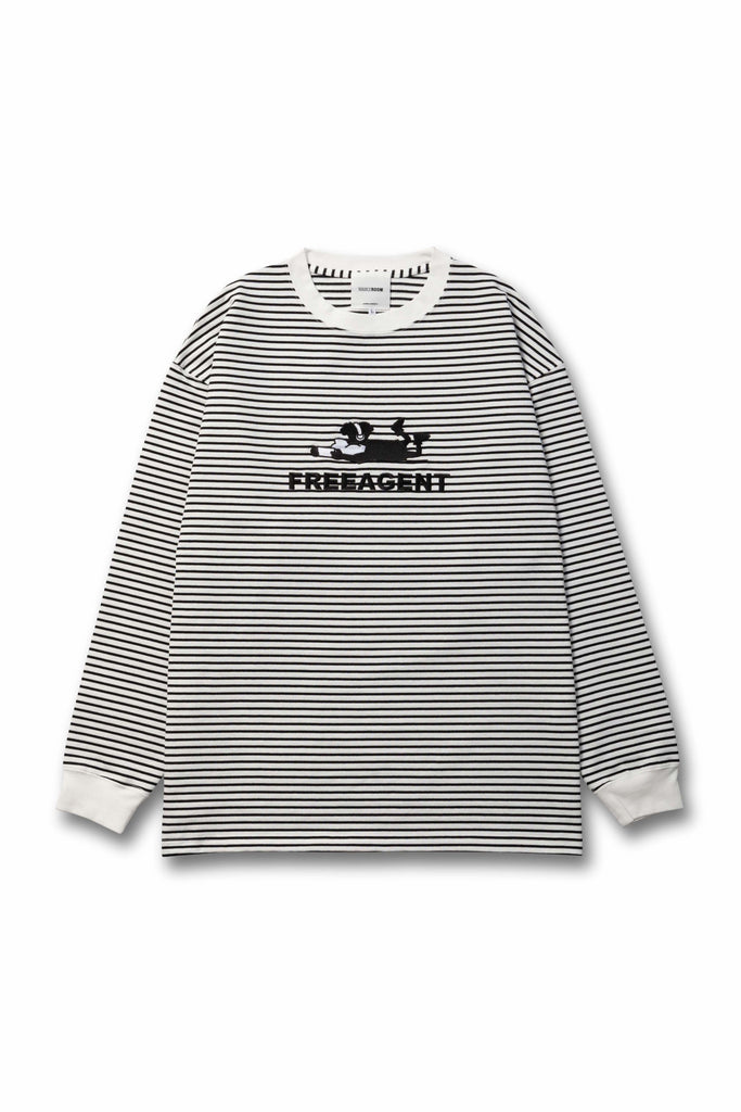 名作 vaultroom FA BIG L/S TEE / WHT BORDER M Tシャツ/カットソー(七